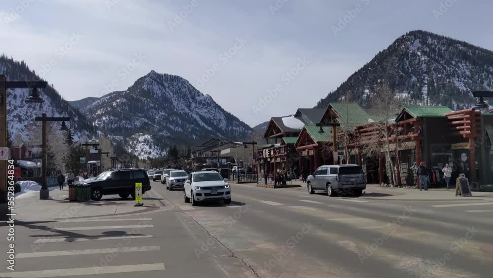 Frisco Colorado View Down Street with Mountains in Background Frisco Colorado View Down Street with Mountains in Background
