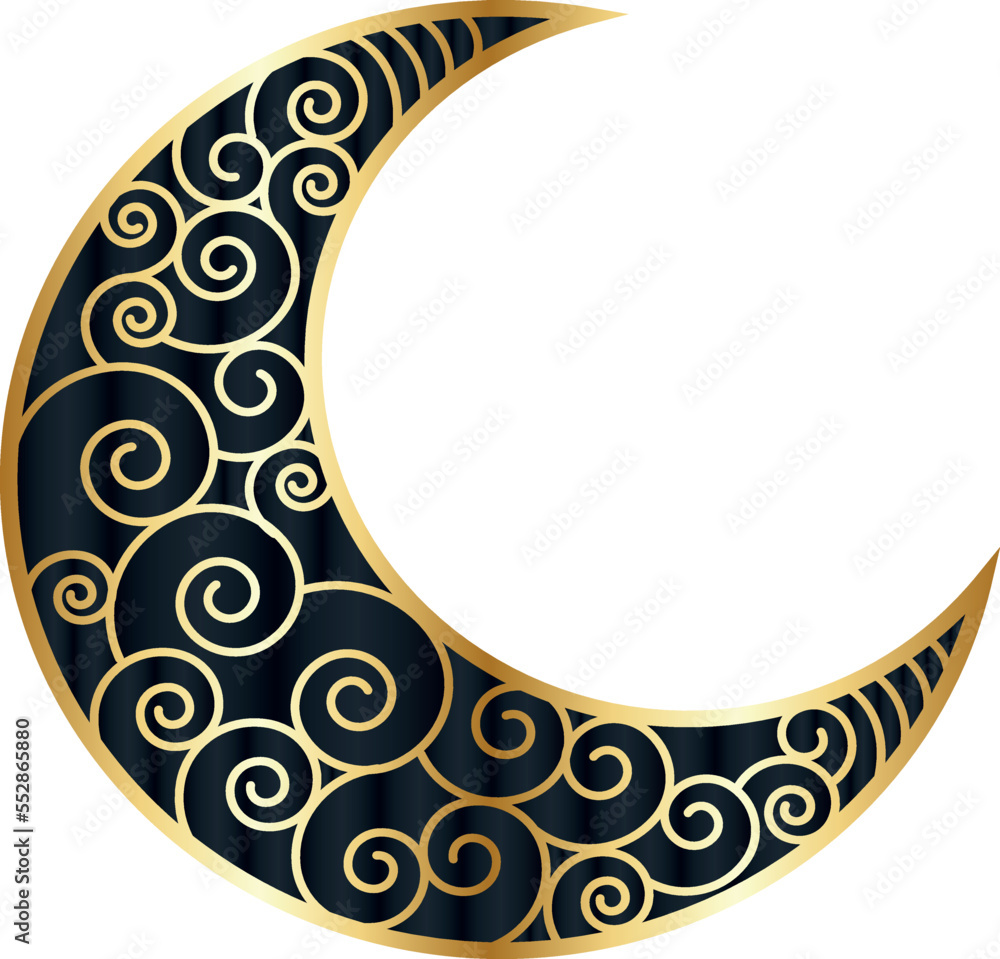 Ramadan Gold Crescent Moon HD PNG