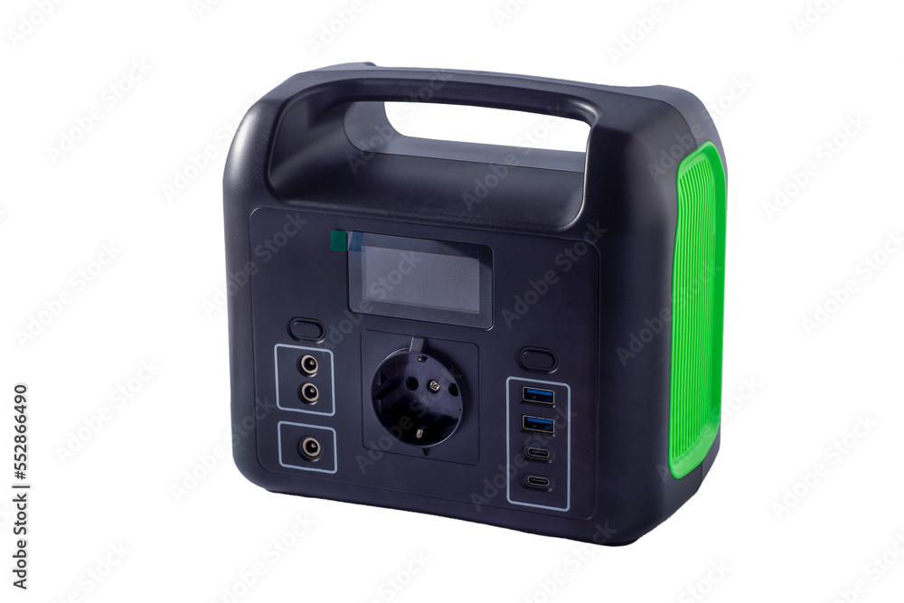 Charging station isolated on white background. Generator power bank battery in the absence of electricity. Charging for phone, tablet, laptop and other gadgets when there is no light during blackout. Charging station isolated on white background. Generator power bank battery in the absence of electricity. Charging for phone, tablet, laptop and other gadgets when there is no light during blackout.
