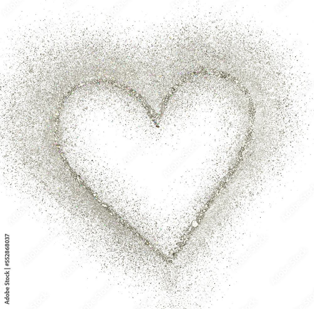 Silver glitter hand-drawn heart