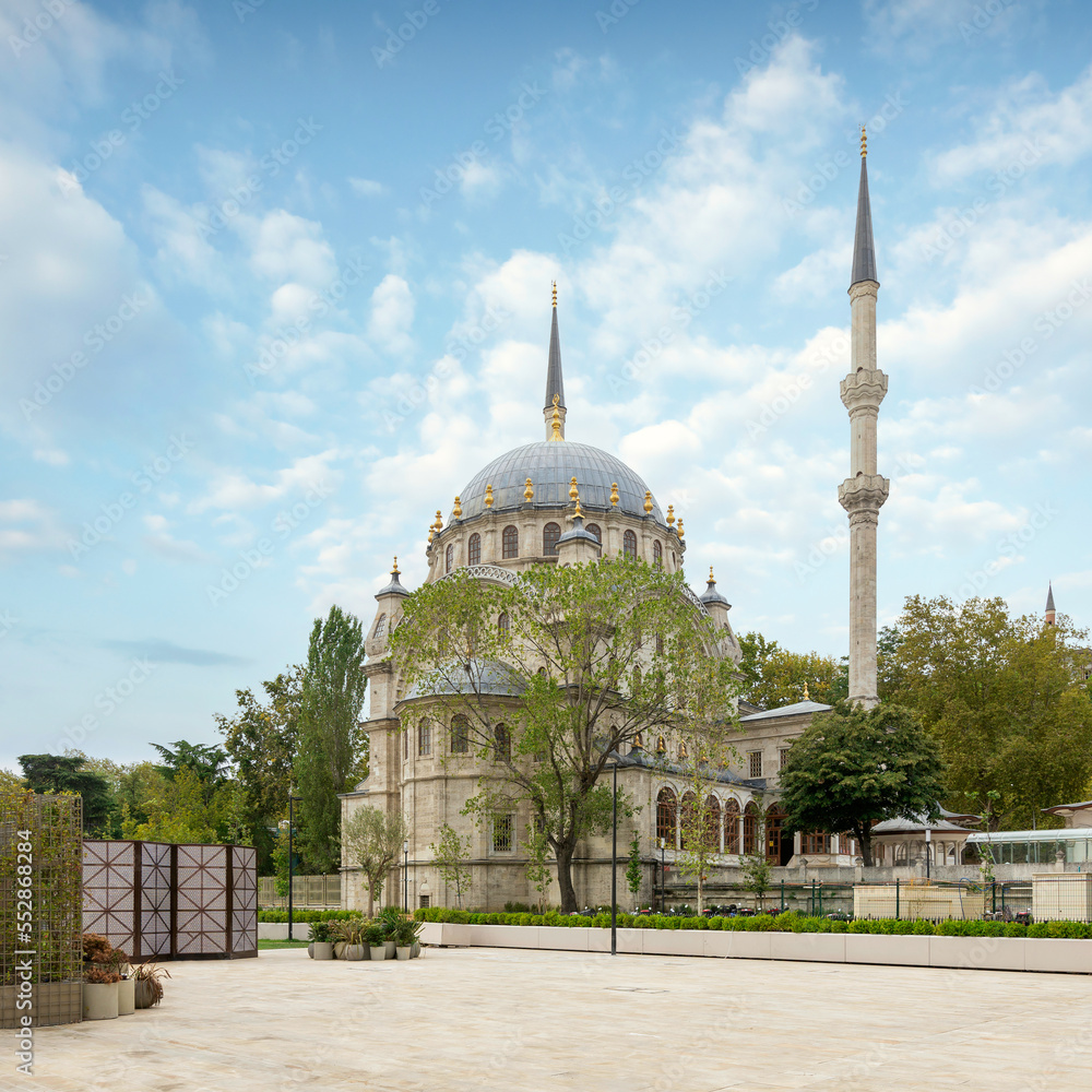 Nusretiye imperial Ottoman ornate Mosque, commissioned by Sultan Mahmut II, located in Tophane district of Beyoglu, Istanbul, Turkey