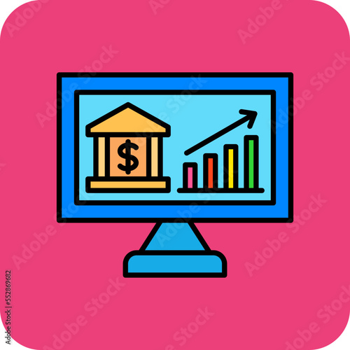 Price Increase Multicolor Round Corner Filled Line Icon