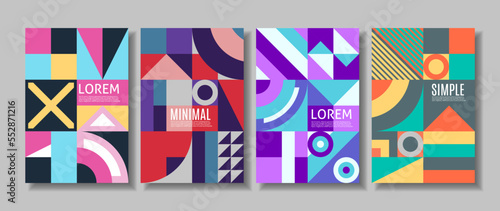 Set of background cover.layout Scandinavian style colorful geometric pattern composition for book cover.poster.flyer.magazine.business annual report.etc
