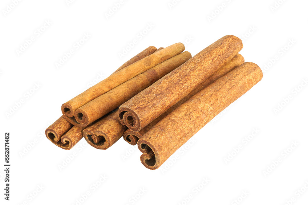 Cinnamon sticks and star anise spice isolated on white background with PNG.