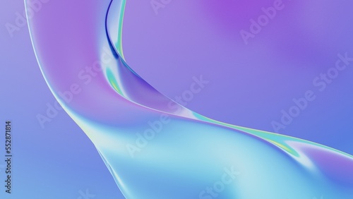 Abstract fluid iridescent holographic neon curved wave in motion colorful background 3d render. Gradient design element for backgrounds  banners  wallpapers  posters and covers.