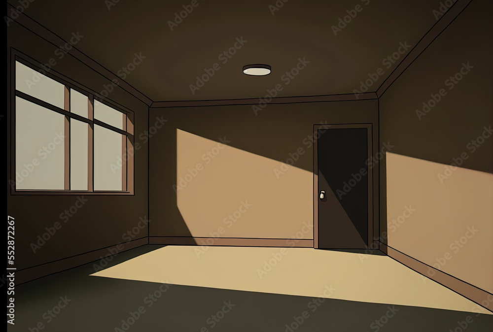 An empty room with a brown wall and a concrete floor. Generative AI An empty room with a brown wall and a concrete floor. Generative AI
