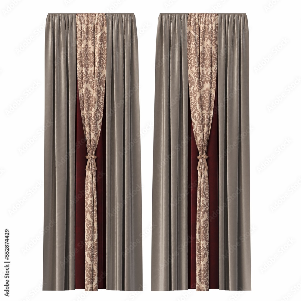 curtain isolated on white background, 3D illustration, cg render curtain isolated on white background, 3D illustration, cg render