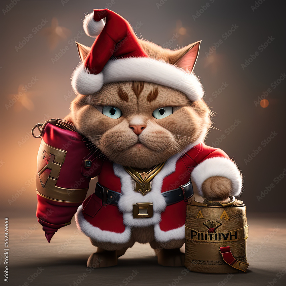 cat wearing as a Santa cat wearing as a Santa