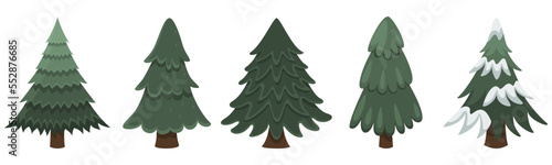 Collection of Christmas trees, New Year and Christmas. Vector illustracion 