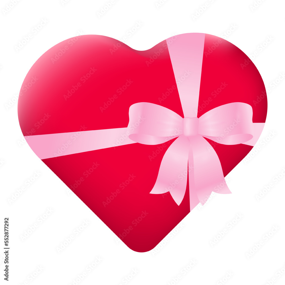 Heart with silk pink bow isolated on white. The concept of celebrating Valentine's Day. Traditional symbol of love. Vector illustration. Heart with silk pink bow isolated on white. The concept of celebrating Valentine's Day. Traditional symbol of love. Vector illustration.