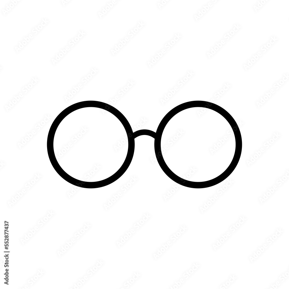 Round glasses without temples icon. Black stylish reading and sun protection accessory with classic vector design Round glasses without temples icon. Black stylish reading and sun protection accessory with classic vector design