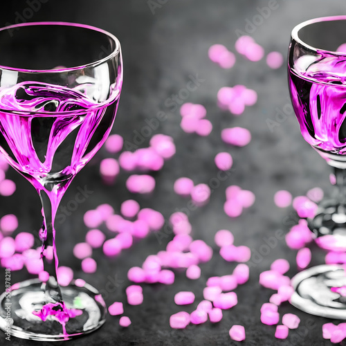 two glasses with purple liquid
