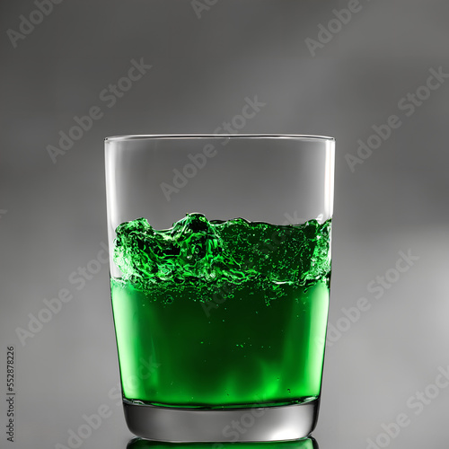 glass with green liquid