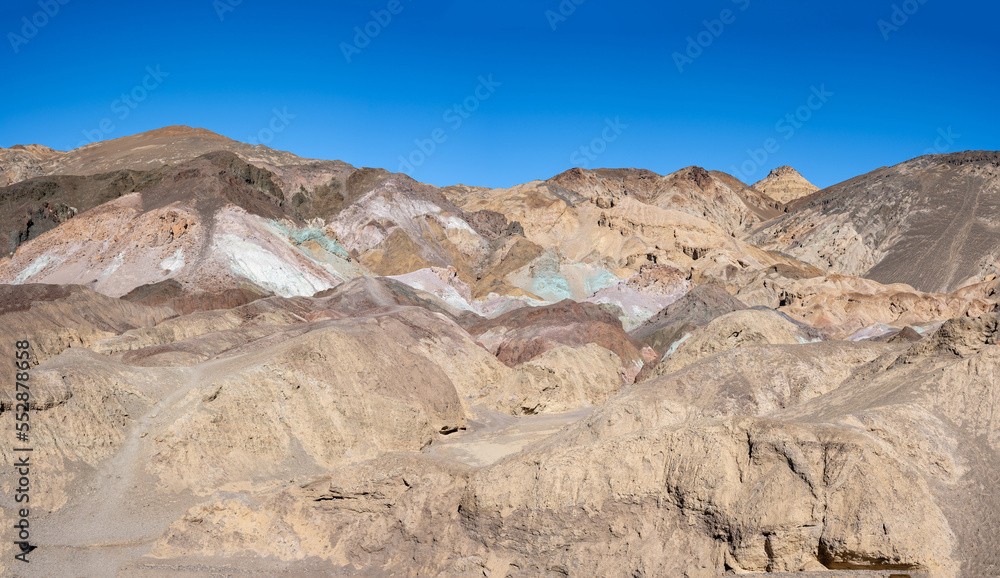 Detail of the colored mountains of the Death Valley desert, the artist's palette
