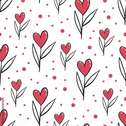 Valentine s Day doodle pattern with hearts