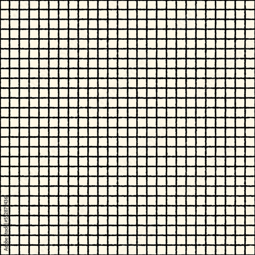 Brush freehand stripes, strokes seamless pattern. Thin rough edge ink lines print. Chekered wallpaper
