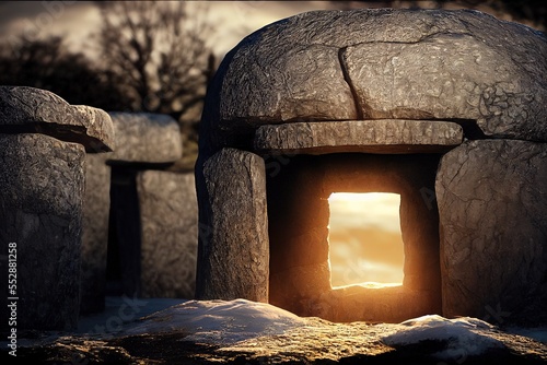 Winter Solstice at Newgrange Tomb in Ireland photo