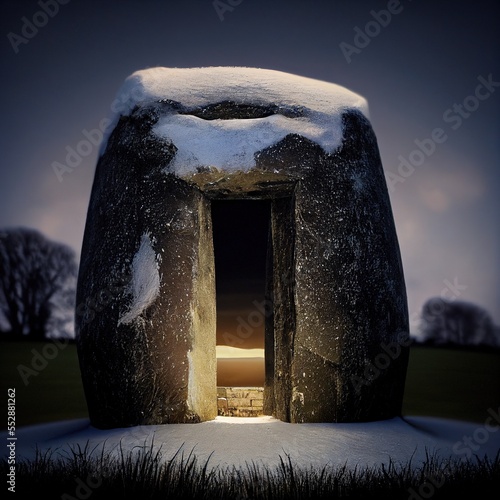 Winter Solstice at Newgrange Tomb in Ireland photo