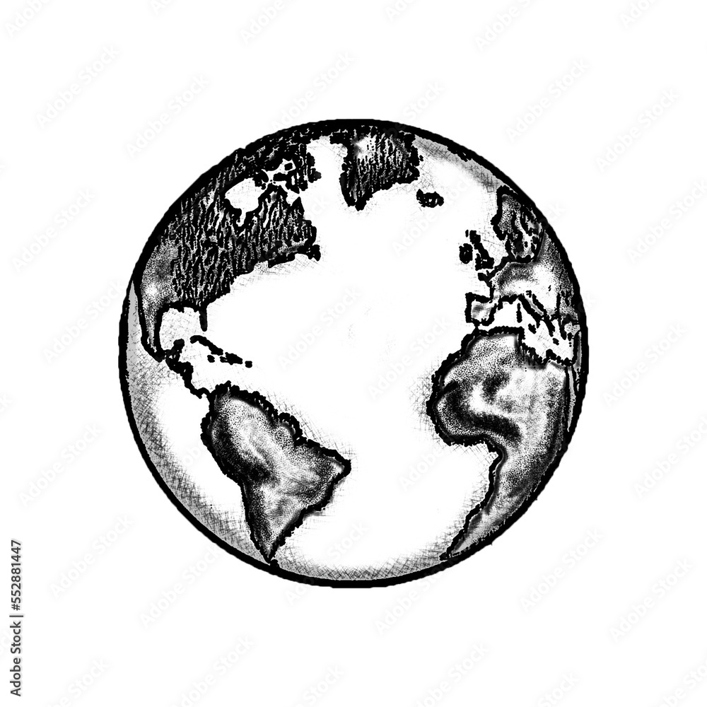 Planet Earth Drawing Black And White