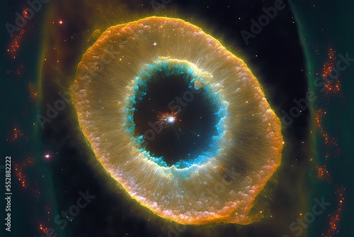 Southern Ring Nebula and galaxy in space  Generative ai 