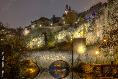 View of Stierchen Bridge by Alzette River, Luxembourg photo