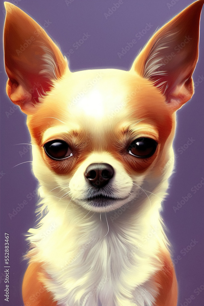 Cute chihuahua dog portrait, illustration, generative ai