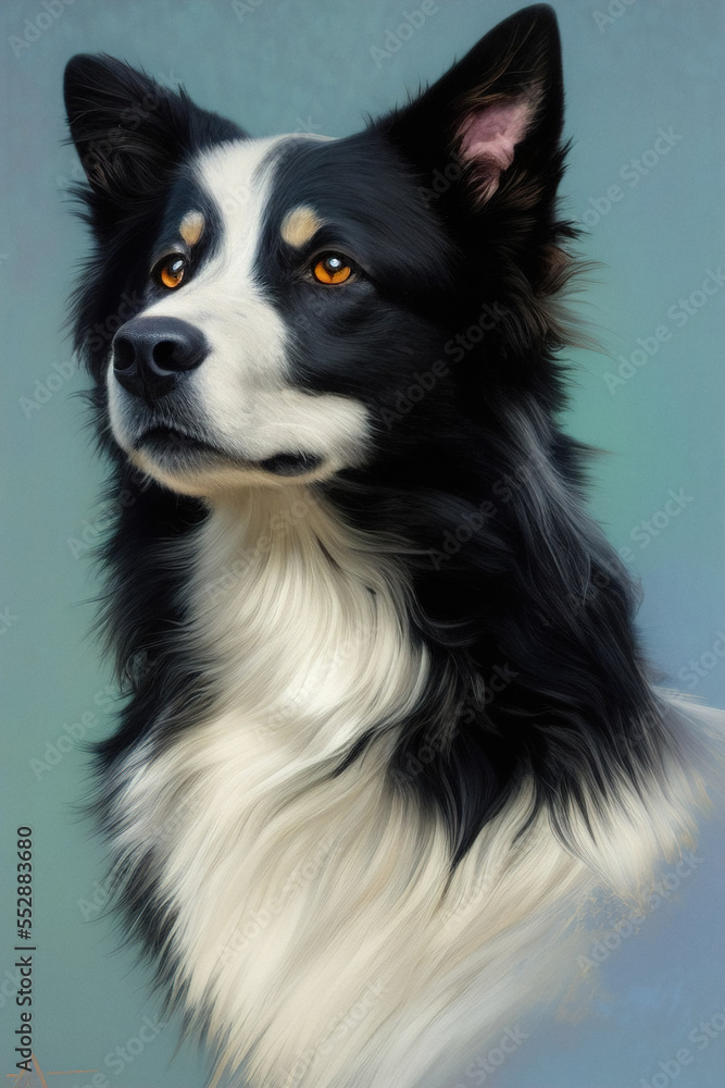 Border collie dog portrait, illustration, generative ai Border collie dog portrait, illustration, generative ai