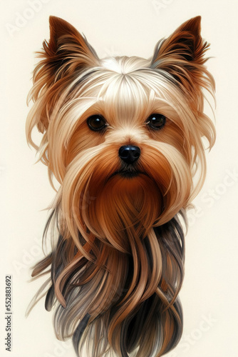 Yorkshire terrier dog portrait, illustration, generative ai