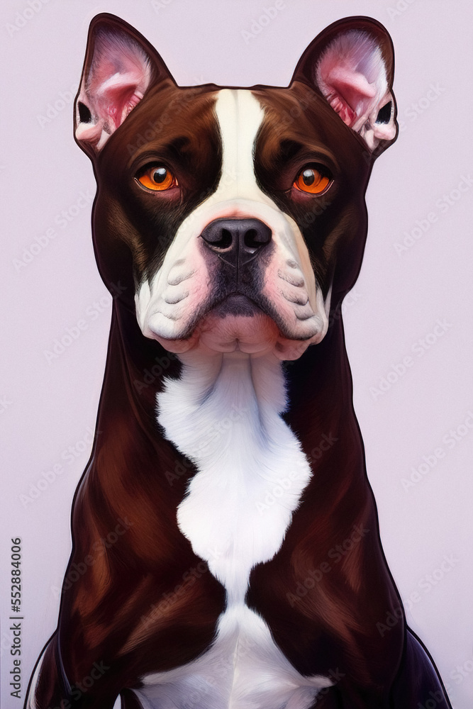 American Staffordshire Terrier dog portrait, illustration, generative ai