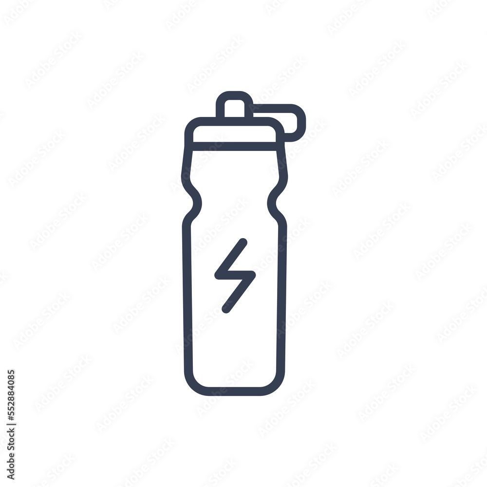 Flat linear sport bottle for energy drinks on white background. Bike flask concept vector icon design. Flat linear sport bottle for energy drinks on white background. Bike flask concept vector icon design.