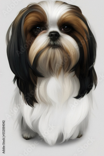 Shih tzu dog portrait, illustration, generative ai