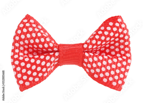 Red dotted bow tie for decoration hair or gift wrap isolated on white background