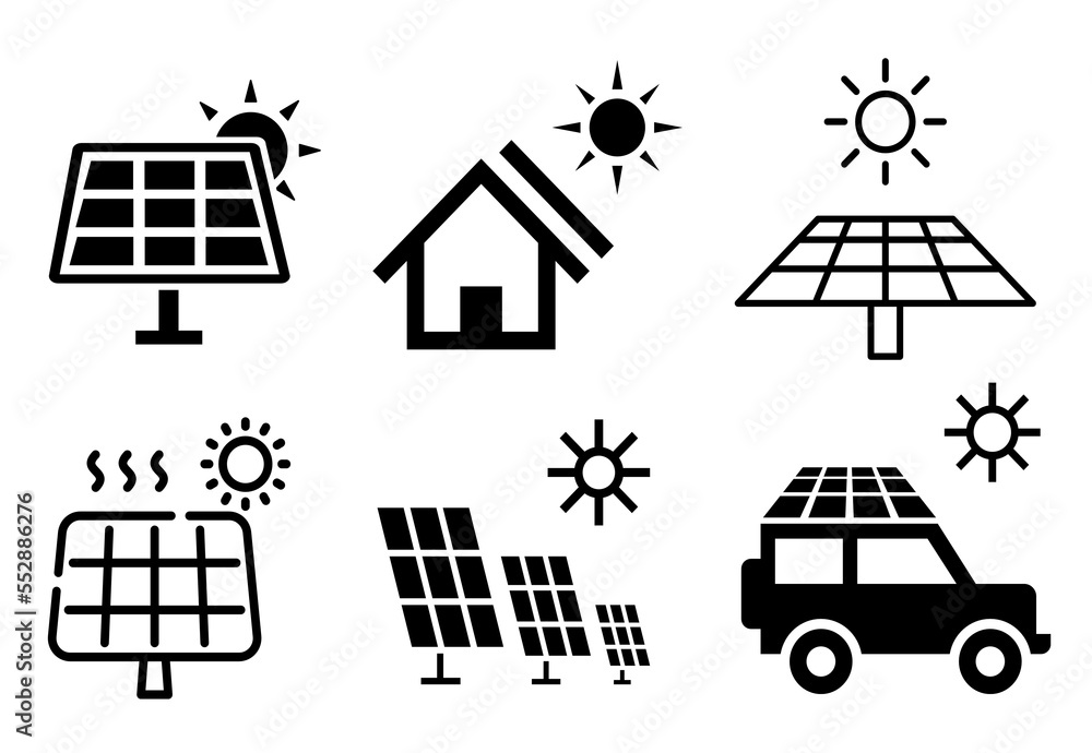 Naklejka premium icons set for solar system application and uses.