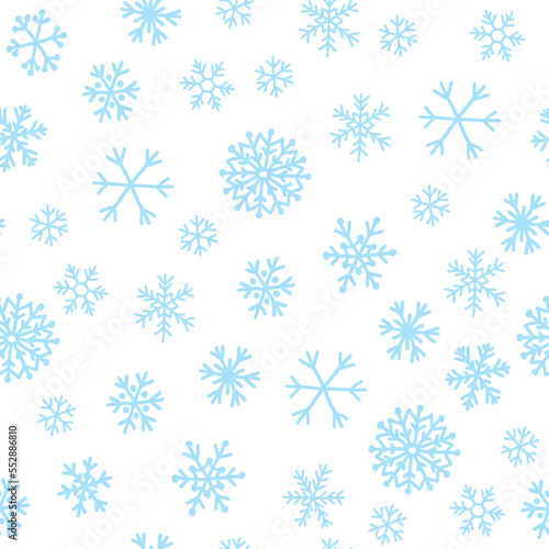 Seamless background of snowflakes drawn by hand on a transparent background, png