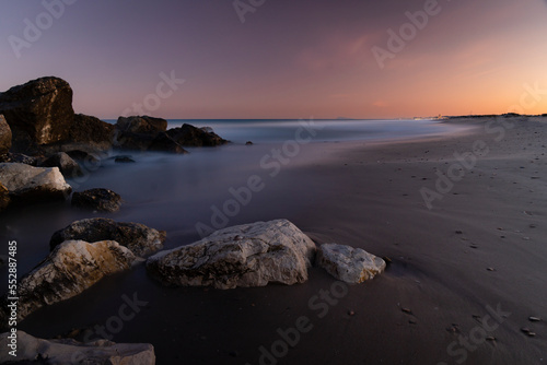 Sunset at El Saler beach in Valencia, Spain