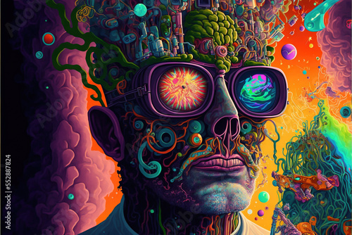 Multiverse Connected Through a Nervous System - Trippy Psychodelic Illustration - Generative AI