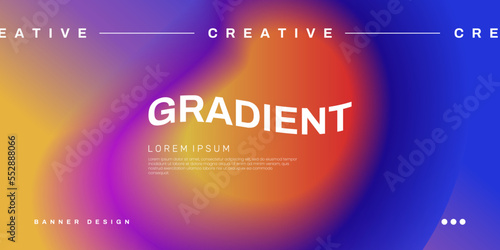 Abstract gradient background with defocused blob in vibrant colors. Web banner design with colorful blurred gradient shape and place for text. Ideal for header, poster, landing page.