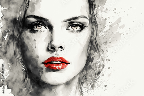 Portrait of a woman, watercolour illustration with generative AI