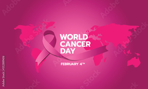 February 4 is World Cancer Day. Purple awareness ribbon 