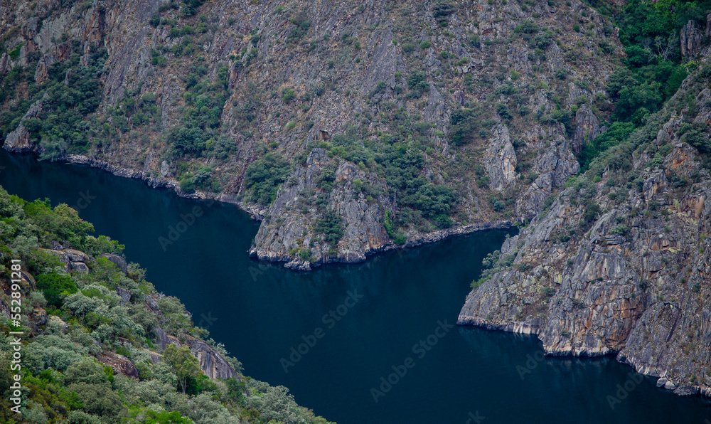view of the Miño river canyon in the Ribeira Sacra, world heritage site. Galicia, Spain. view of the Miño river canyon in the Ribeira Sacra, world heritage site. Galicia, Spain.