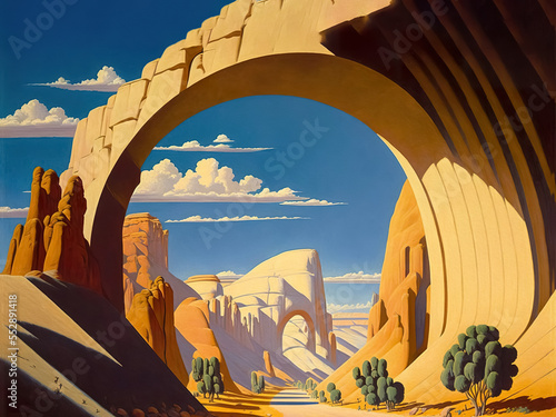 An arch in southern Utah, stylized oil painting. photo