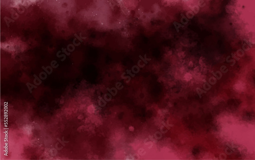 Magenta watercolor background. Hand painted watercolor cosmic texture with stars. 
