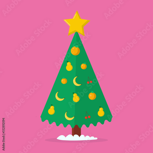 Healthy christmas tree with fruits