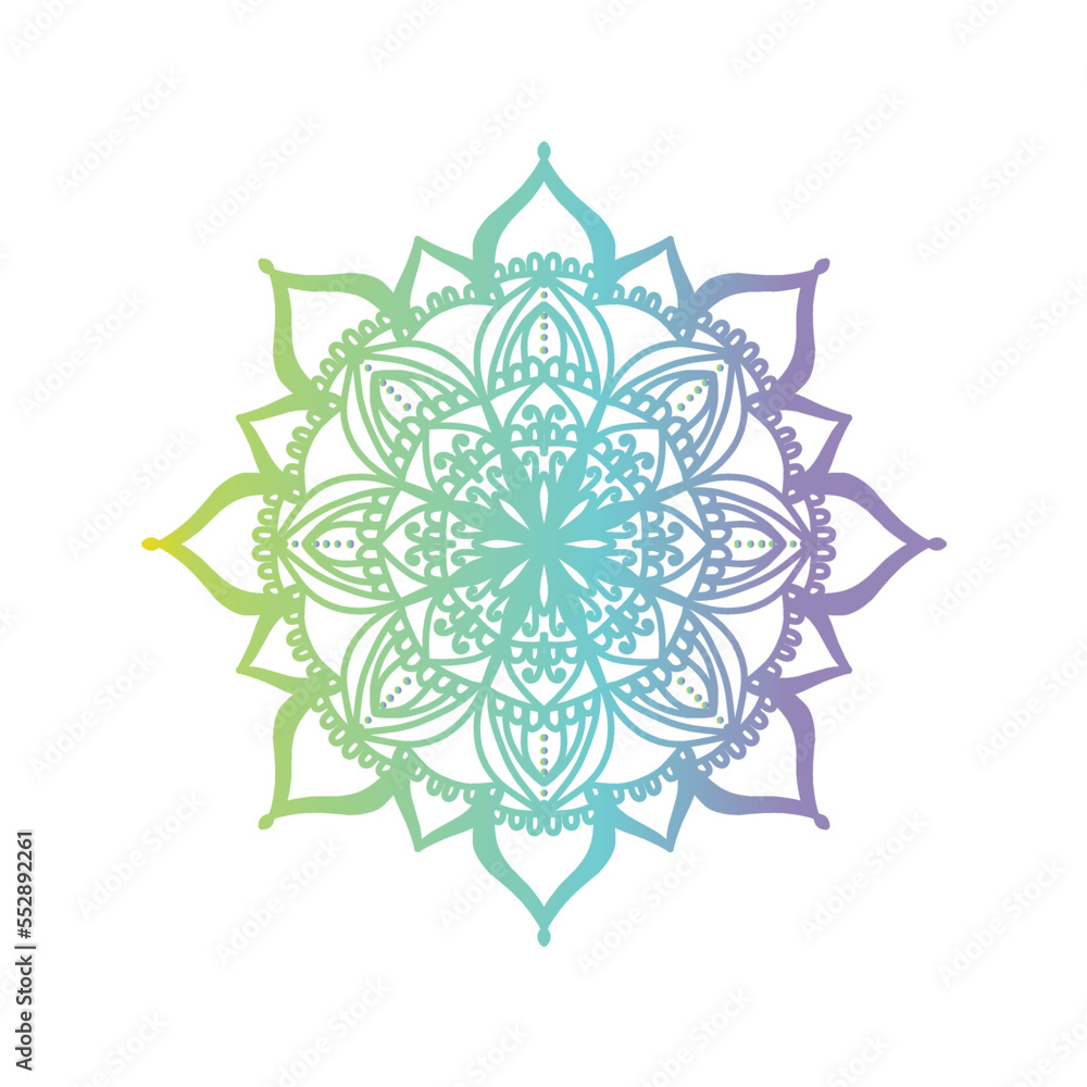 Round gradient mandala on white isolated background. Vector boho mandala in green and pink colors. Mandala with floral pattern. Yoga Templates Round gradient mandala on white isolated background. Vector boho mandala in green and pink colors. Mandala with floral pattern. Yoga Templates
