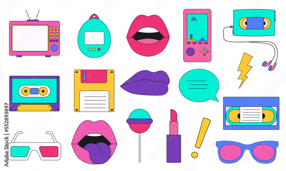 collection-items-80s-classic-80s-90s-elements-in-modern-flat-style