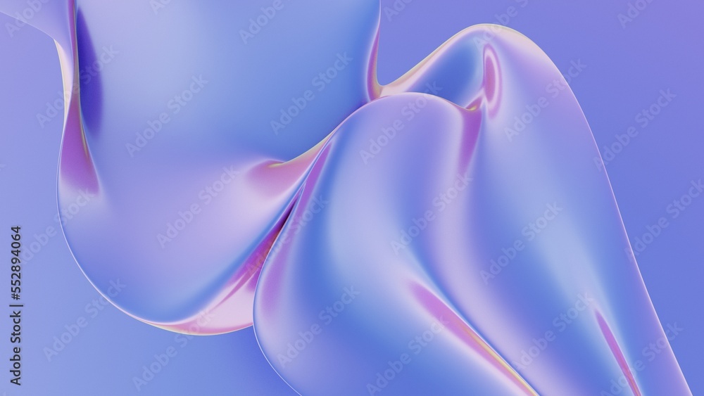 Abstract fluid iridescent holographic neon curved wave in motion colorful background 3d render. Gradient design element for backgrounds, banners, wallpapers, posters and covers. - obrazy, fototapety, plakaty 