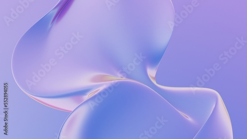 Abstract fluid iridescent holographic neon curved wave in motion colorful background 3d render. Gradient design element for backgrounds, banners, wallpapers, posters and covers. photo