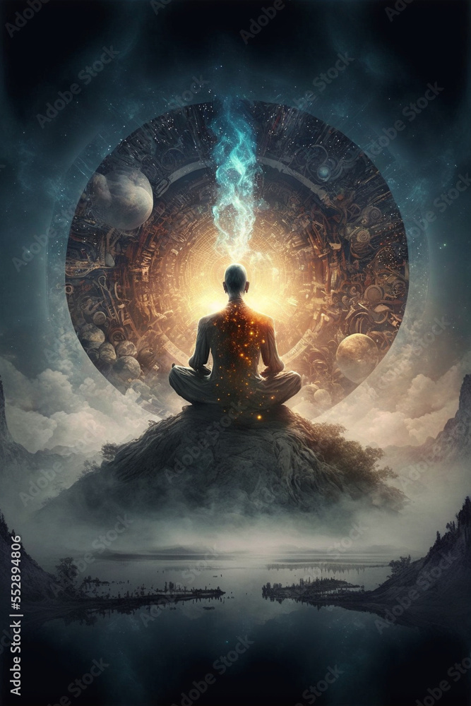 Generative AI illustration of transcendental meditation Stock ...