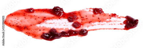 strip of cranberry jam isolated on white macro