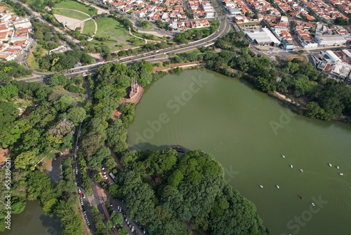 Lagoa do Taquaral or also known as Parque Portugal in the city of Campinas. Beautiful lake with vegetation within the city.